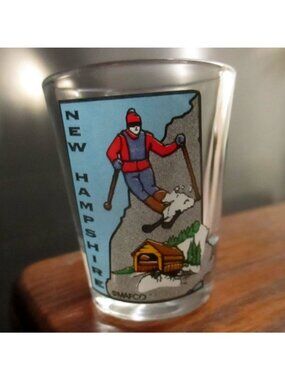New Hampshire Skiing Shot Glass New Vintage Souvenir Ski